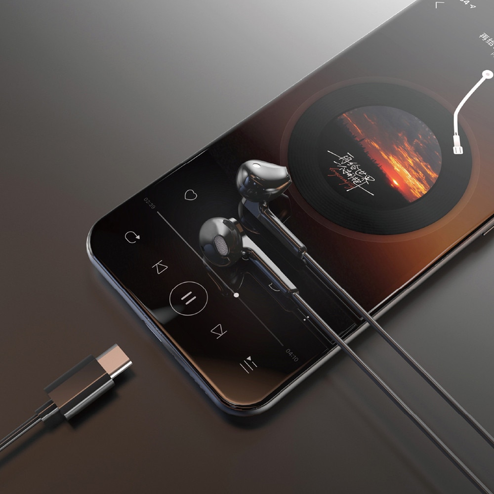 Casti audio cu microfon Dudao X3C, In-ear, Control pe fir, USB-C, Lungime cablu 1.2m, Negru