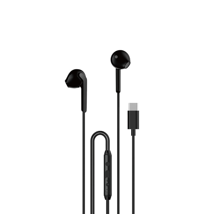 Dudao X3C fülhallgató mikrofonnal, In-ear, Vezetékes vezérlés, USB-C, Kábelhossz 1.2m, Fekete