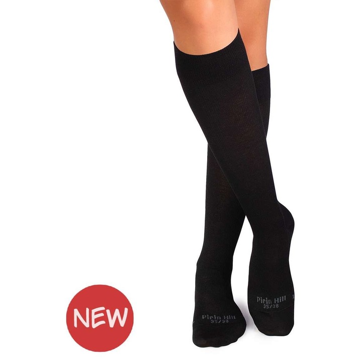 Sosete compresive lungi 3/4 din Bumbac Mercerizat, 36-38 EU, Negru