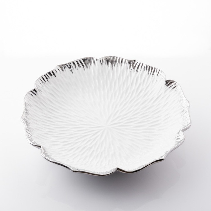 Hold Ház porcelán tálca, ezüst, 35x35x6cm, elegáns design