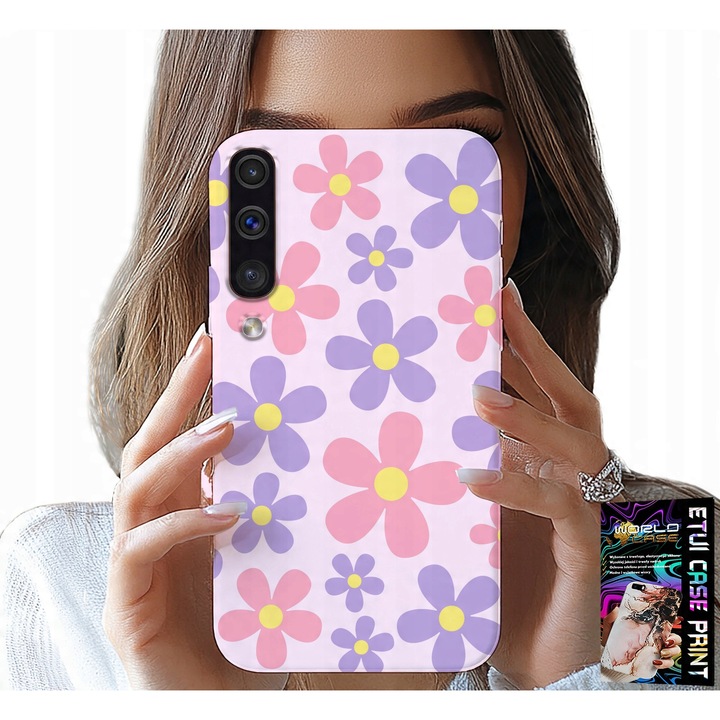 Samsung A50/A30S telefontok, World Case, színes margaréta, szilikon