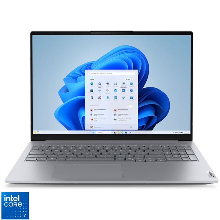 Laptop Lenovo 16'' ThinkBook 16 G8 IRL, WUXGA IPS, Procesor Intel® Core™ 7 240H (24M Cache, up to 5.20 GHz), 32GB DDR5, 256 GB SSD, Intel Graphics, No OS, Arctic Grey
