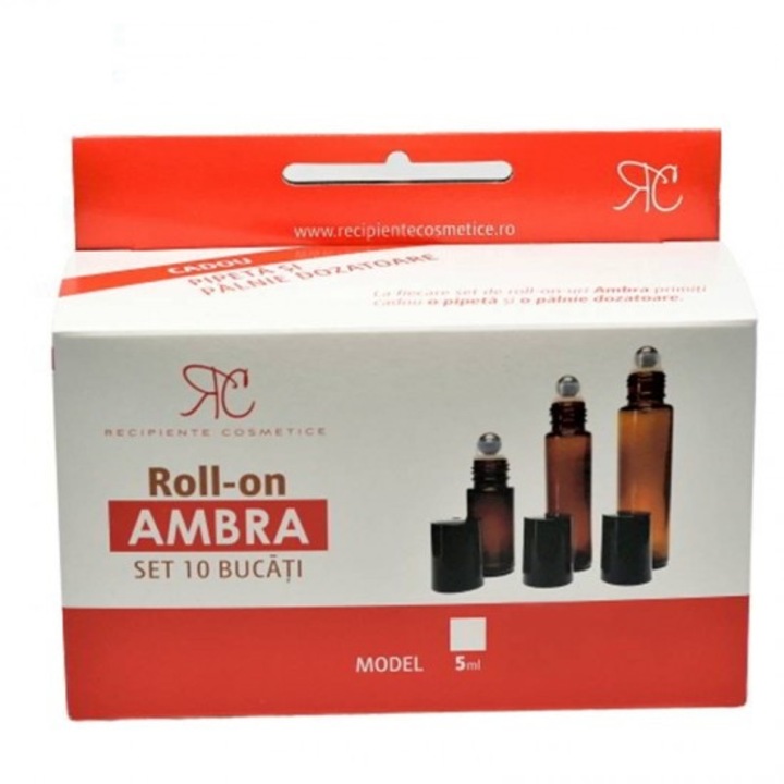 Set recipient roll-on ambra, 5ml, 10 bucati