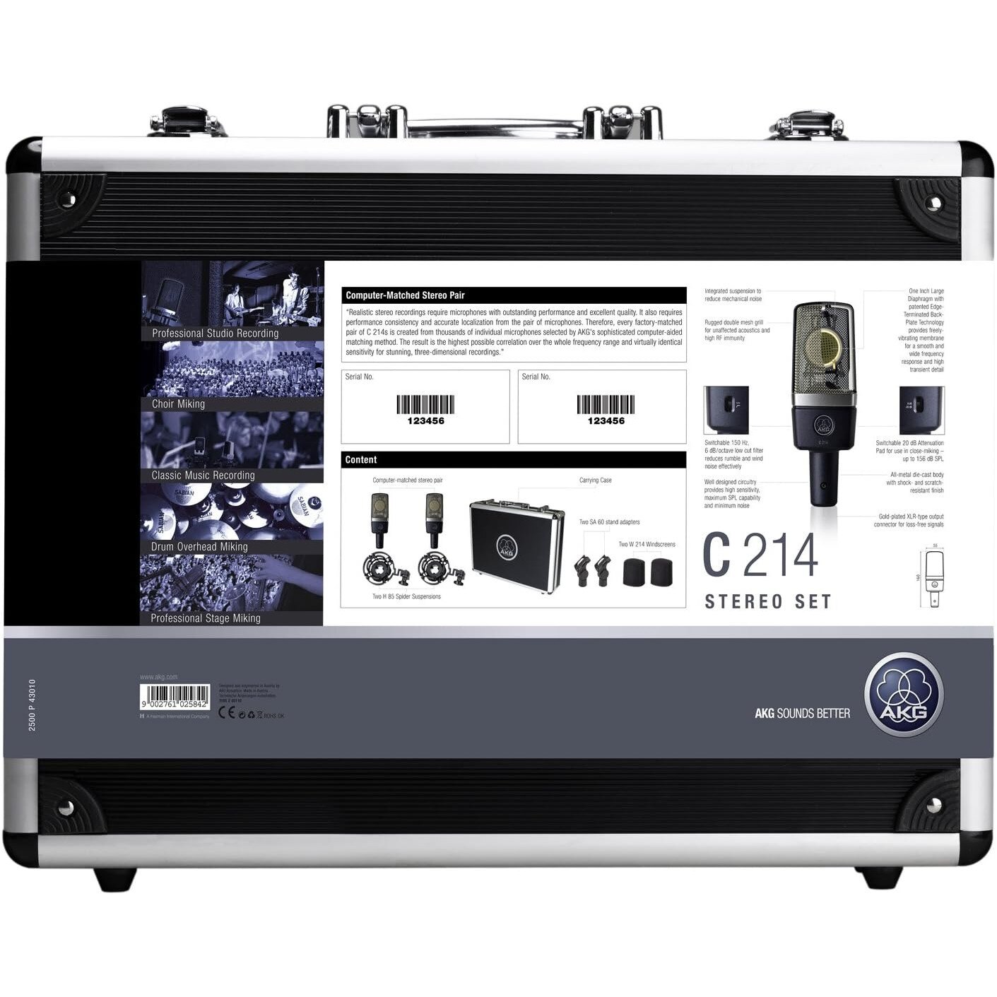 Set Stereo de 2 Microfoane Condensator AKG C214, Cardioid, 20Hz