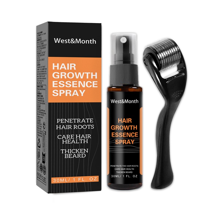 Solutie de ingrijire a parului Polygonum multiflorum impotriva caderii parului (cu rola), West&Month, spray cu ghimbir pentru cresterea parului si ingrosarea liniei parului