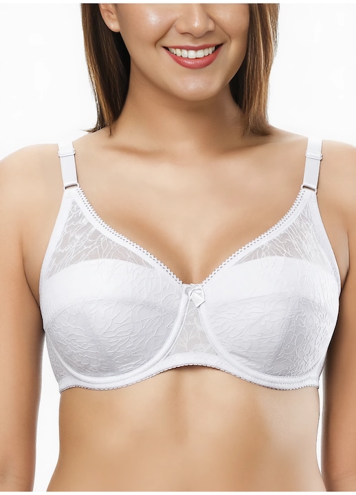 Sutien Super Push Up pentru femei, cu dantela, cu sarma, cu captuseala moale, Alb, Alb