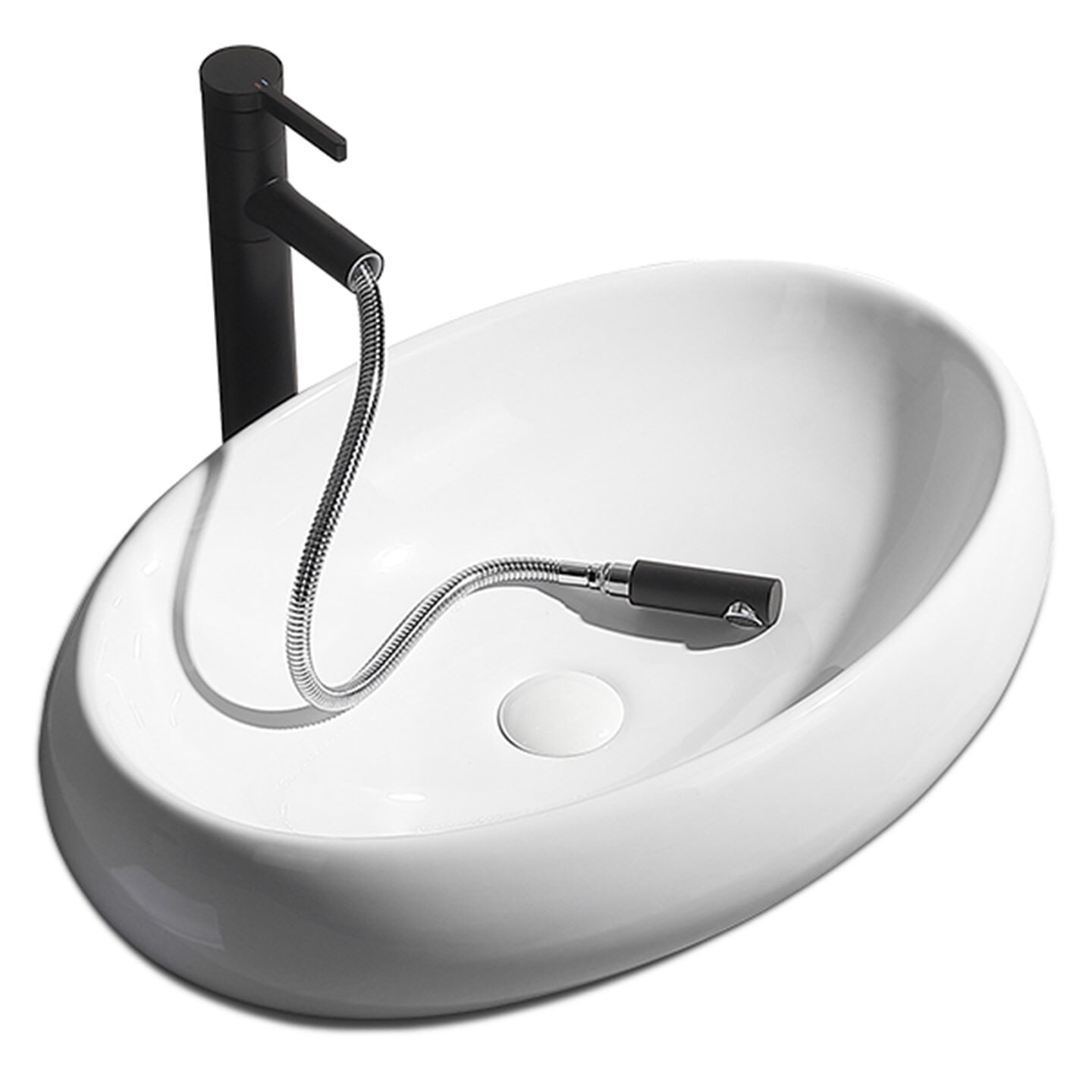 Lavoar LINDA, oval 49x29 cm, design modern, montaj pe blat, ceramica alba