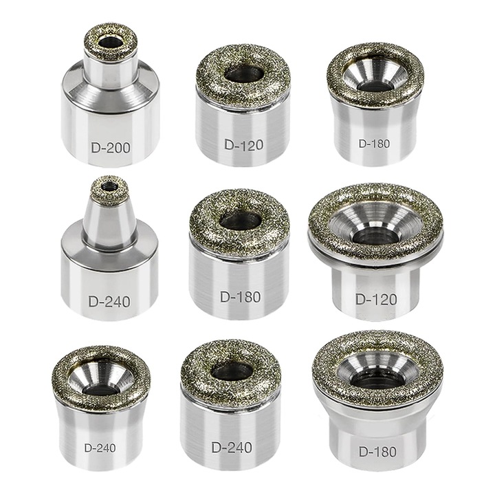 Set 9 Capete Diamantate MILORI pentru Microdermabraziune, Profesionale, pentru Salon si Uz Casnic, Exfoliere, Curatare Pori si Antiacnee