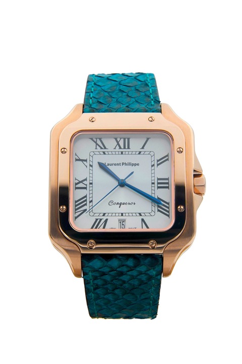 Ceas pentru barbati, Laurent Philippe, Conqueror Spirit Of The Rose - Venin Blue, 38mm x 27.5mm, Rose Gold