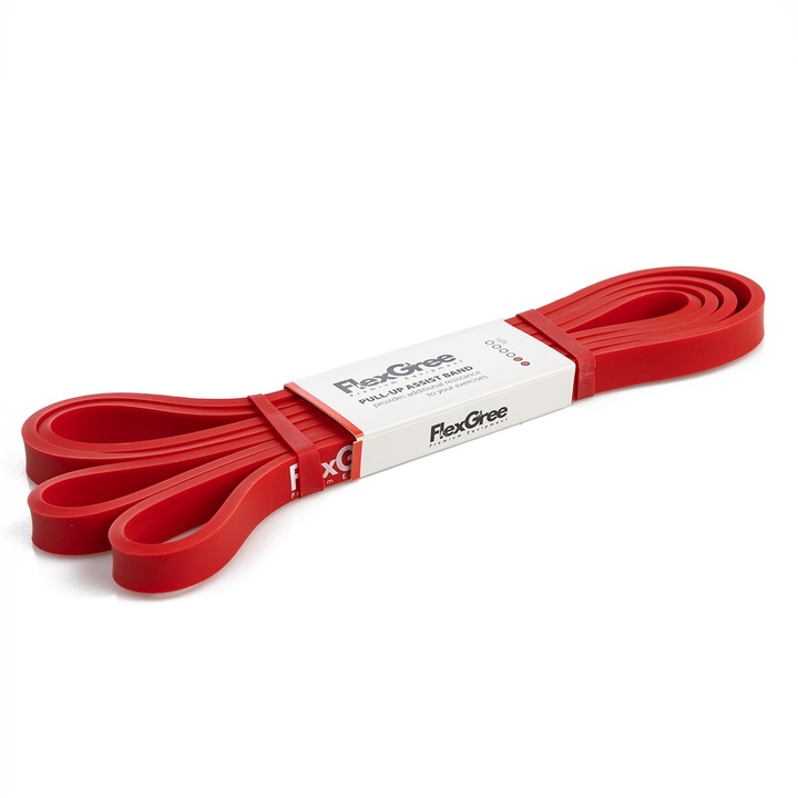Фитнес ластик за тренировка и набирания FlexGree Pull Up Band, 5-14 кг, Червен