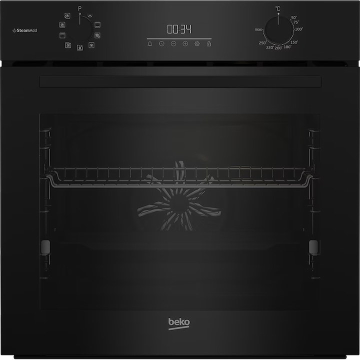 Вградена фурна Beko BCBIS17300KSB, 72 л, Клас A+, 9 функции, Готвене с пара, LED дисплей, Вентилатор за охлаждане, Защита за деца, Черна