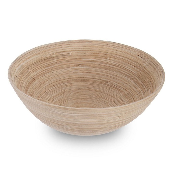 Bol Din Bambus, Orion, 25x25x10 cm, Fabricat Din Lemn Natural De Bambus, Ideal Pentru Depozitarea Fructelor, Legumelor Si Nucilor, Nu Este Potrivit Pentru Spalarea In Masina De Spalat Vase, Design Simplu In Nuante Naturale, Bej