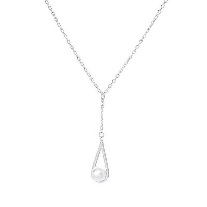 Colier Dama Argint 925, Colier Argint 925 Cu Pandantiv Perla Picatura, Colier Dama Argint Minimalist, Design Lacrima Elegant Cu Lant Fin Ajustabil, Bijuterie Romantica Pentru Femei, Colier Aniversare Elegant, Cadou Valentine’s Day Si 8 Martie, Argintiu