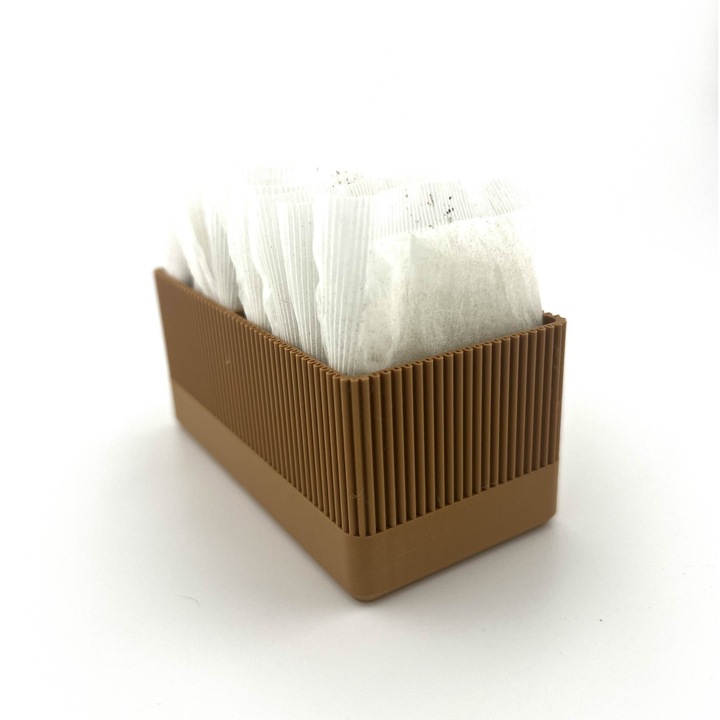 Suport Pliculete ceai - 2 Compartimente, Design Modern – culoare de Lemn - Plastic biodegradabi