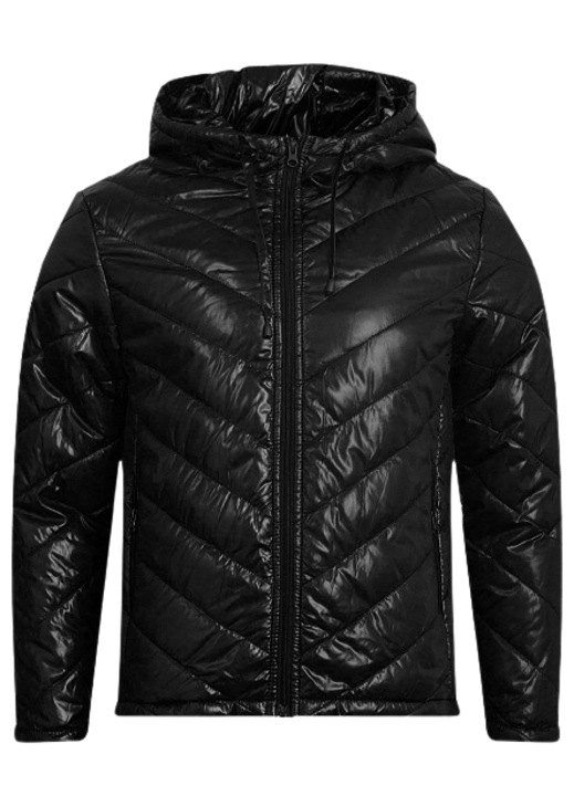 Geaca matlasata, subtire, Negru