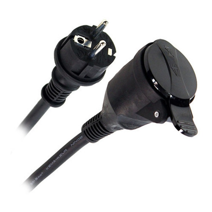 Cablu extensie(cupla) 10m (3gx1.5mm) ip44 - negru