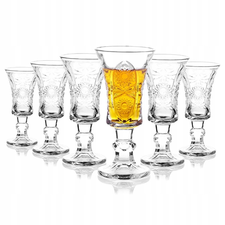 Set de pahare pentru vodcă, Epsence, 45ml, 6 bucăți, design sculptat, sticlă fără plumb