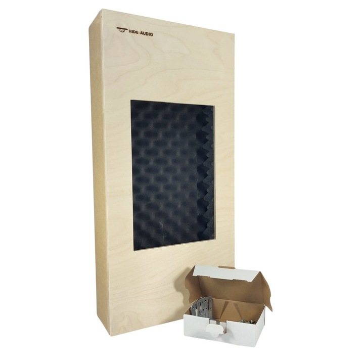 Hide-Audio M464L akusztikus ház, téglalap alakú, fehér, 700x330x127mm, beépíthető hangszórókhoz, tartozékokkal