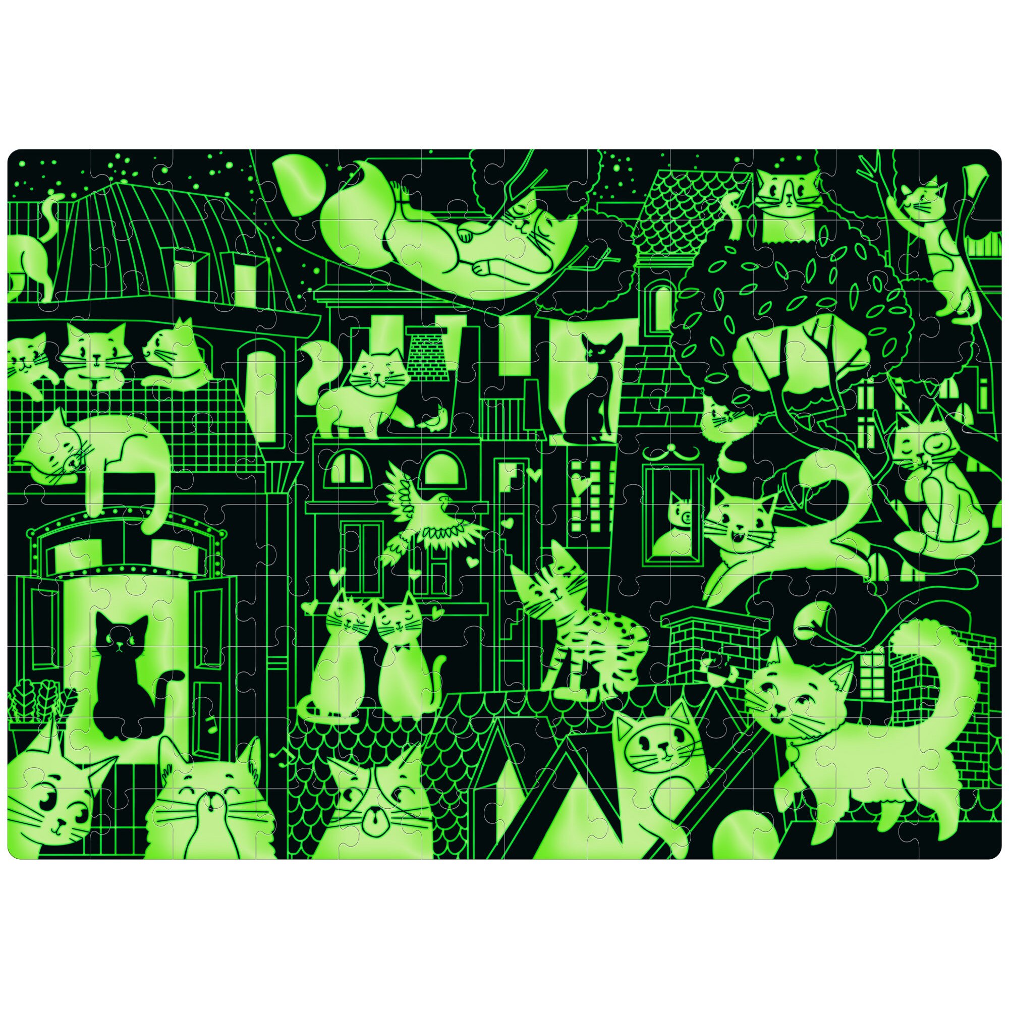 Set Joc educativ Puzzle Fosforescent Editura Kreativ Jungla Pisici