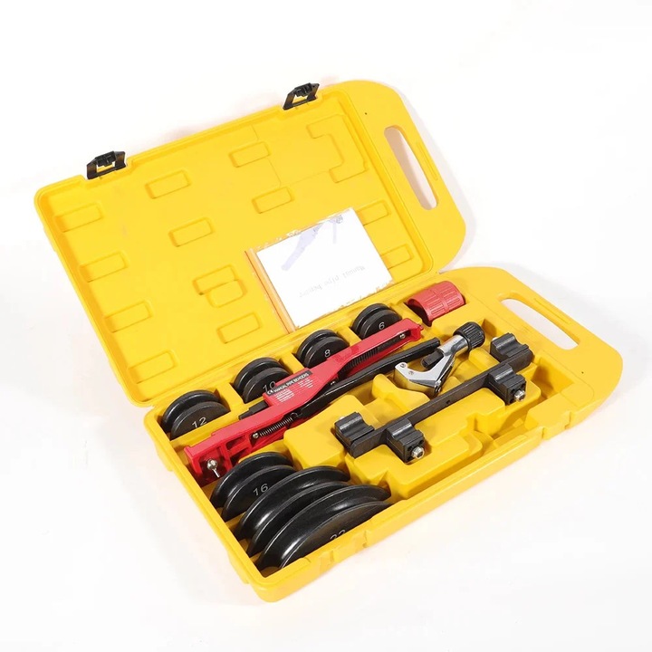 Kézi csőhajlító gép, 6-22 mm, többméretű formázók, vas és alumínium, fekete