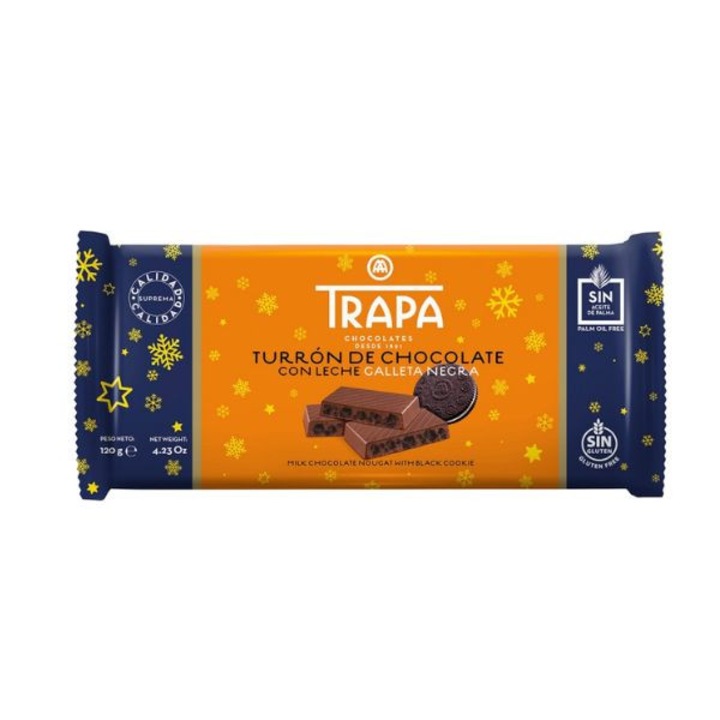 Шоколад Trapa, млечен, с бисквитки, без глутен, 120 гр