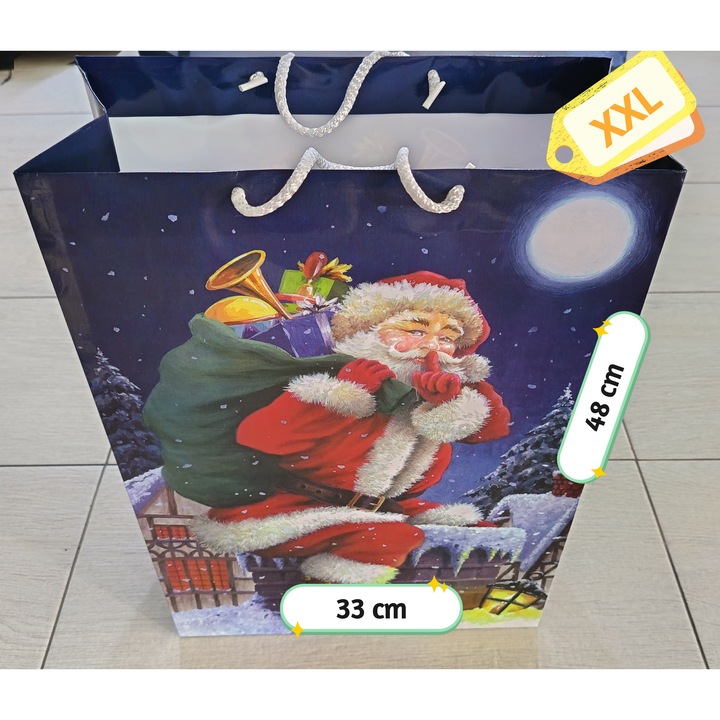Set 5 Pungi de Cadou - Mos Craciun - XXL 33x48 cm