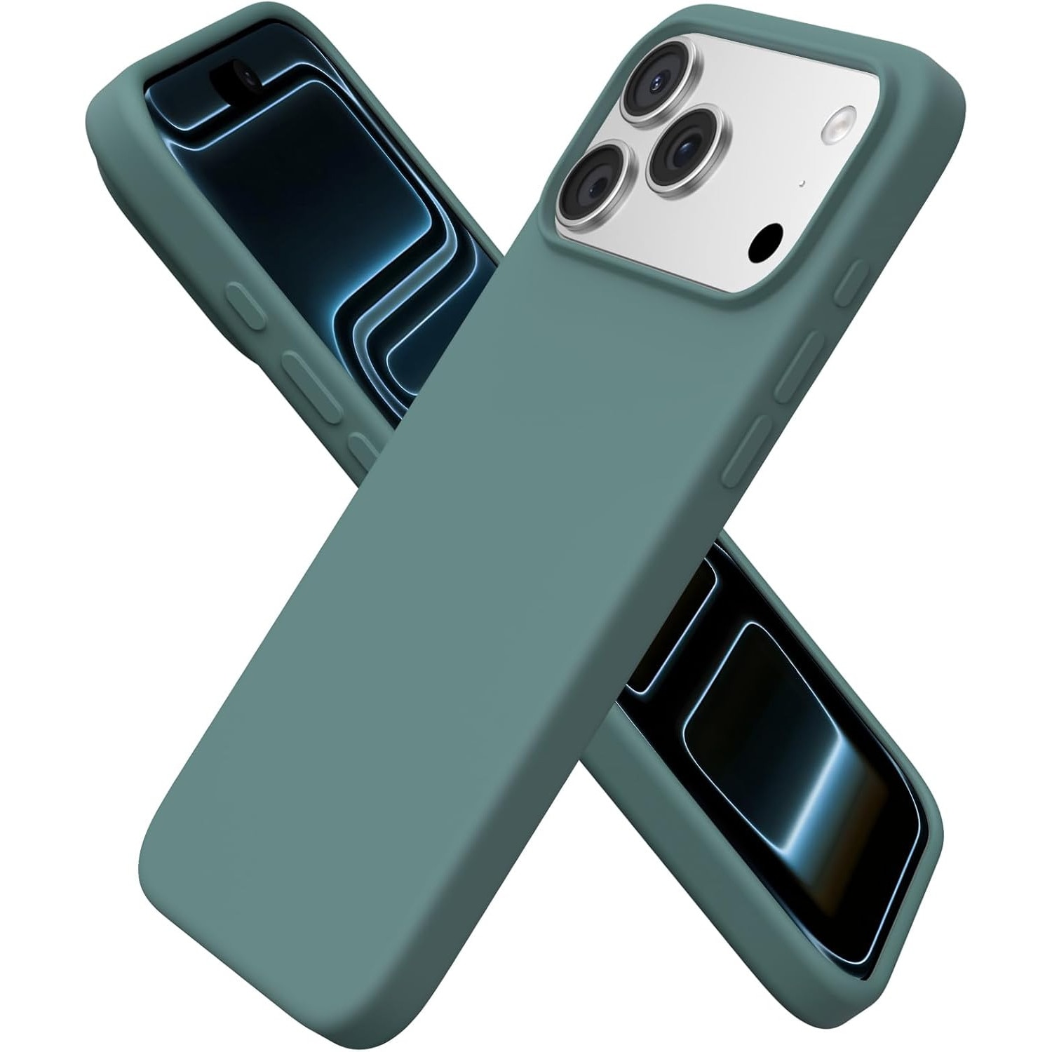 Husa pentru iPhone 17 Pro Max, SIlicon Catifelat Cu Interior Microfibra, Verde inchis