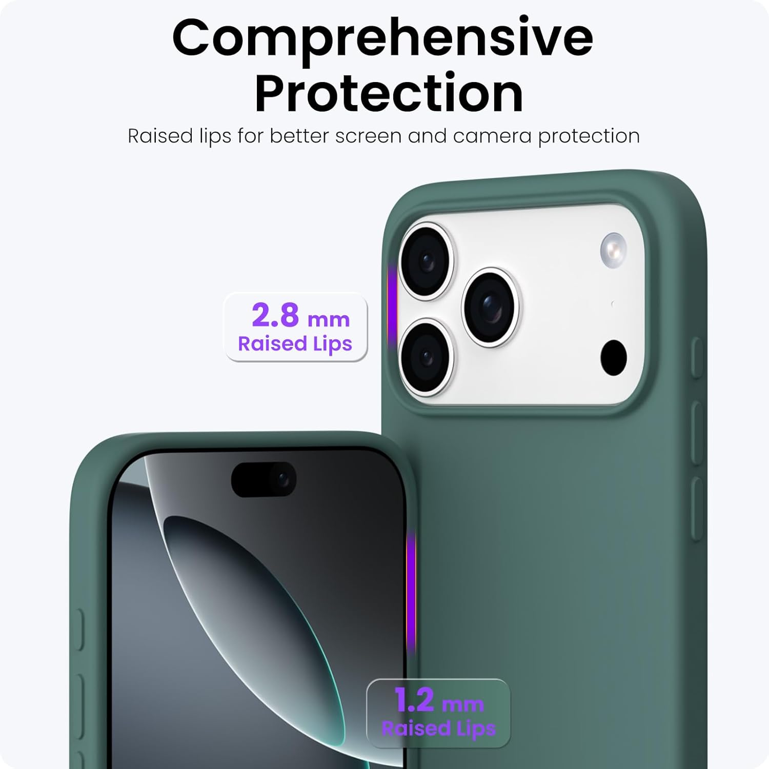 Husa pentru iPhone 17 Pro Max, SIlicon Catifelat Cu Interior Microfibra, Verde inchis