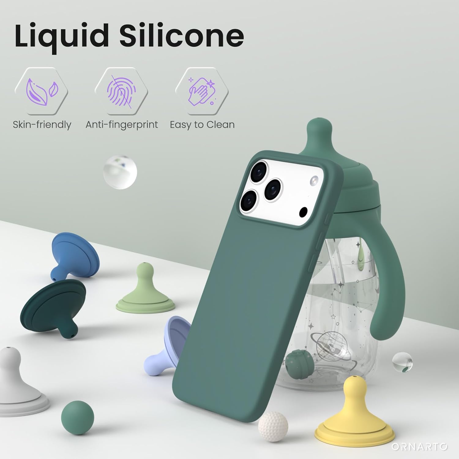 Husa pentru iPhone 17 Pro Max, SIlicon Catifelat Cu Interior Microfibra, Verde inchis