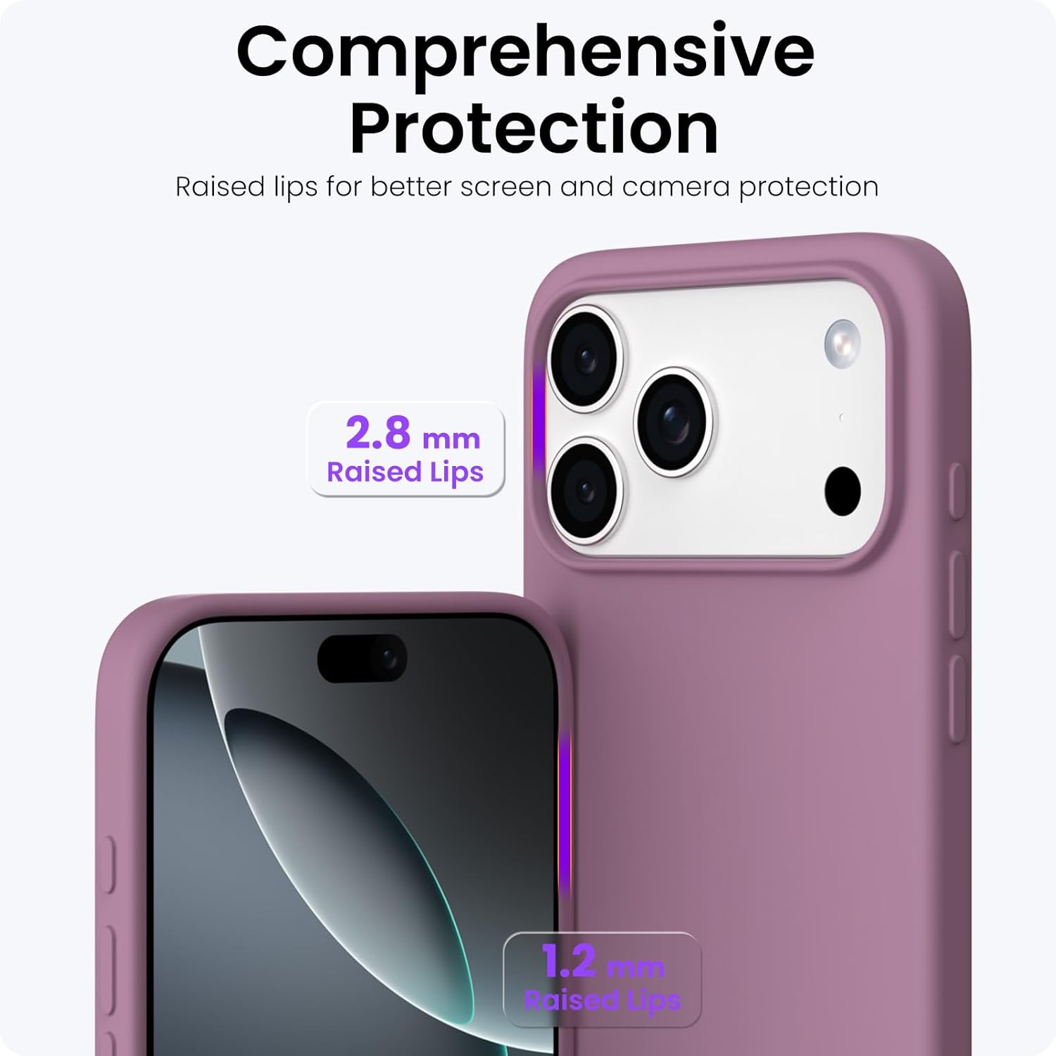 Husa pentru iPhone 17 Pro Max, SIlicon Catifelat Cu Interior Microfibra, Mov lila