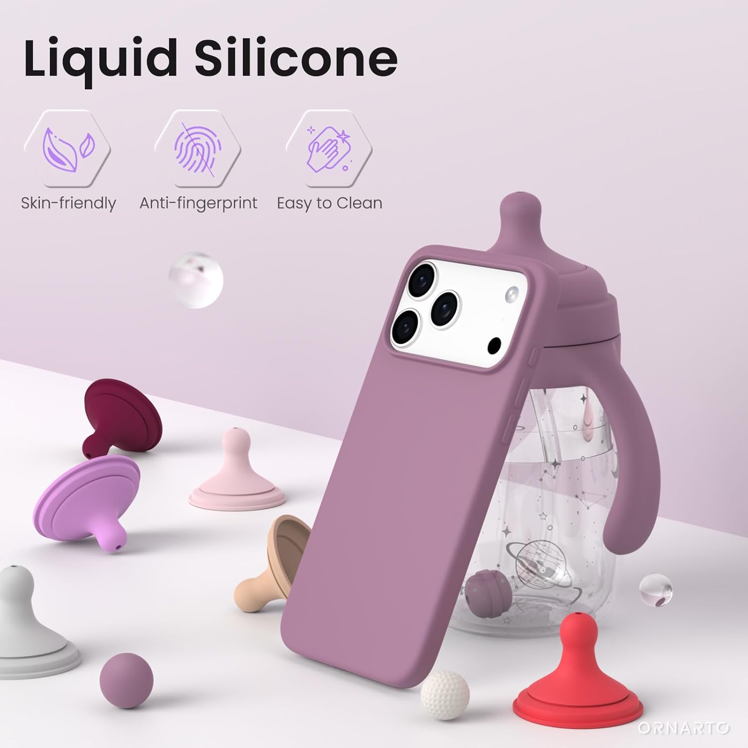 Husa pentru iPhone 17 Pro Max, SIlicon Catifelat Cu Interior Microfibra, Mov lila