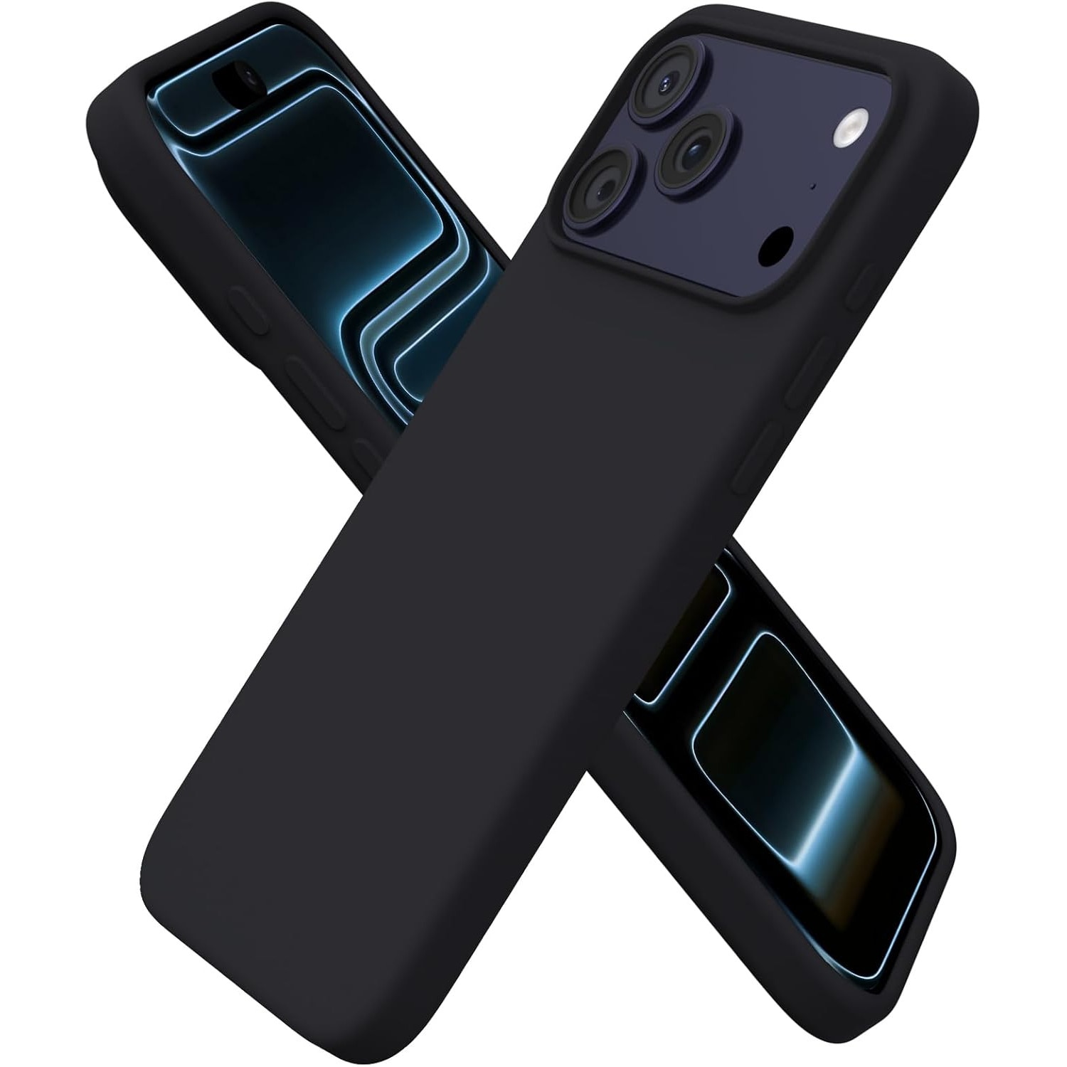 Husa pentru iPhone 17 Pro Max, SIlicon Catifelat Cu Interior Microfibra, Negru