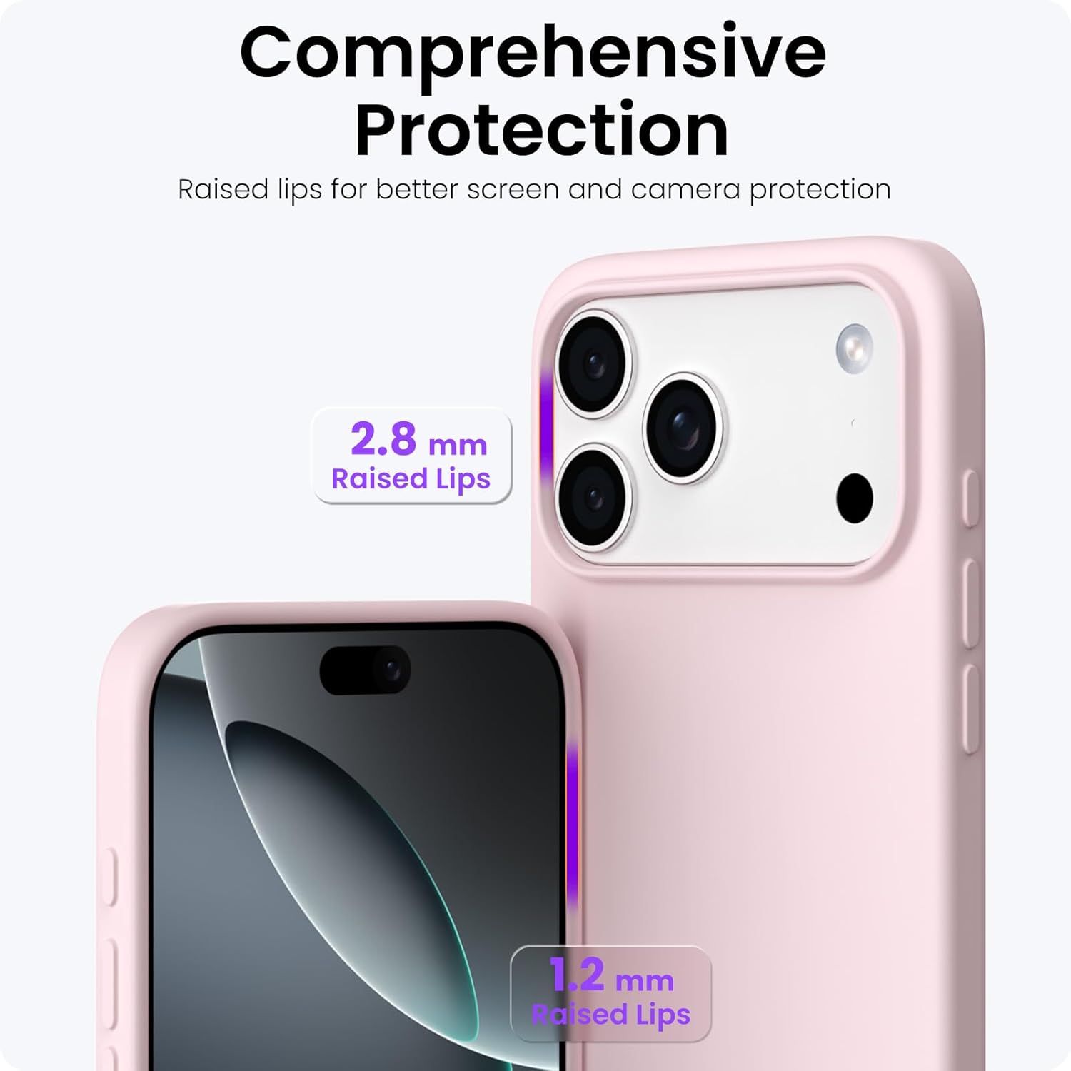 Husa pentru iPhone 17 Pro Max, SIlicon Catifelat Cu Interior Microfibra, Roz deschis