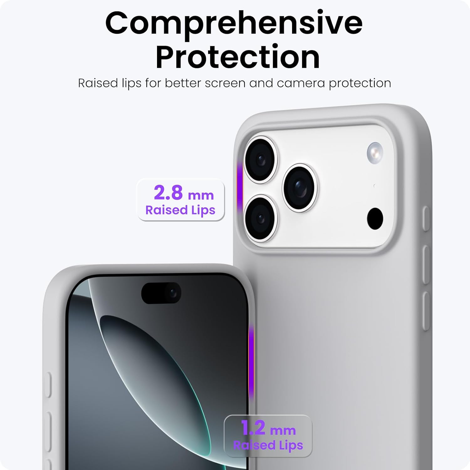 Husa pentru iPhone 17 Pro Max, SIlicon Catifelat Cu Interior Microfibra, Gri deschis