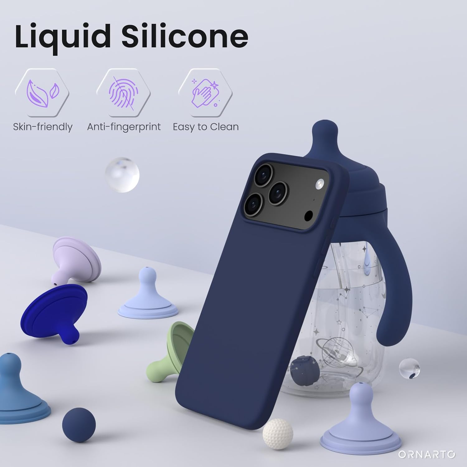 Husa pentru iPhone 17 Pro, SIlicon Catifelat Cu Interior Microfibra, Bleumarin