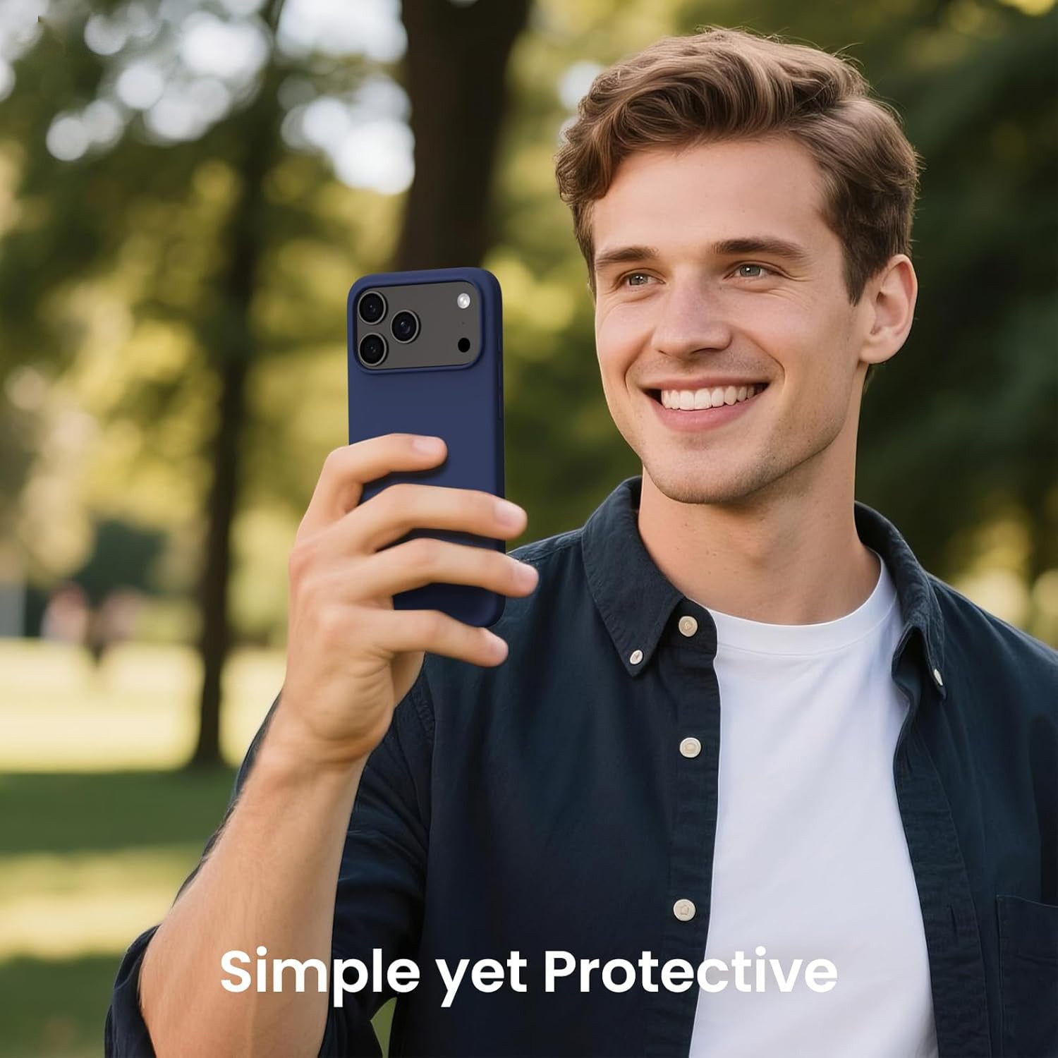 Husa pentru iPhone 17 Pro, SIlicon Catifelat Cu Interior Microfibra, Bleumarin