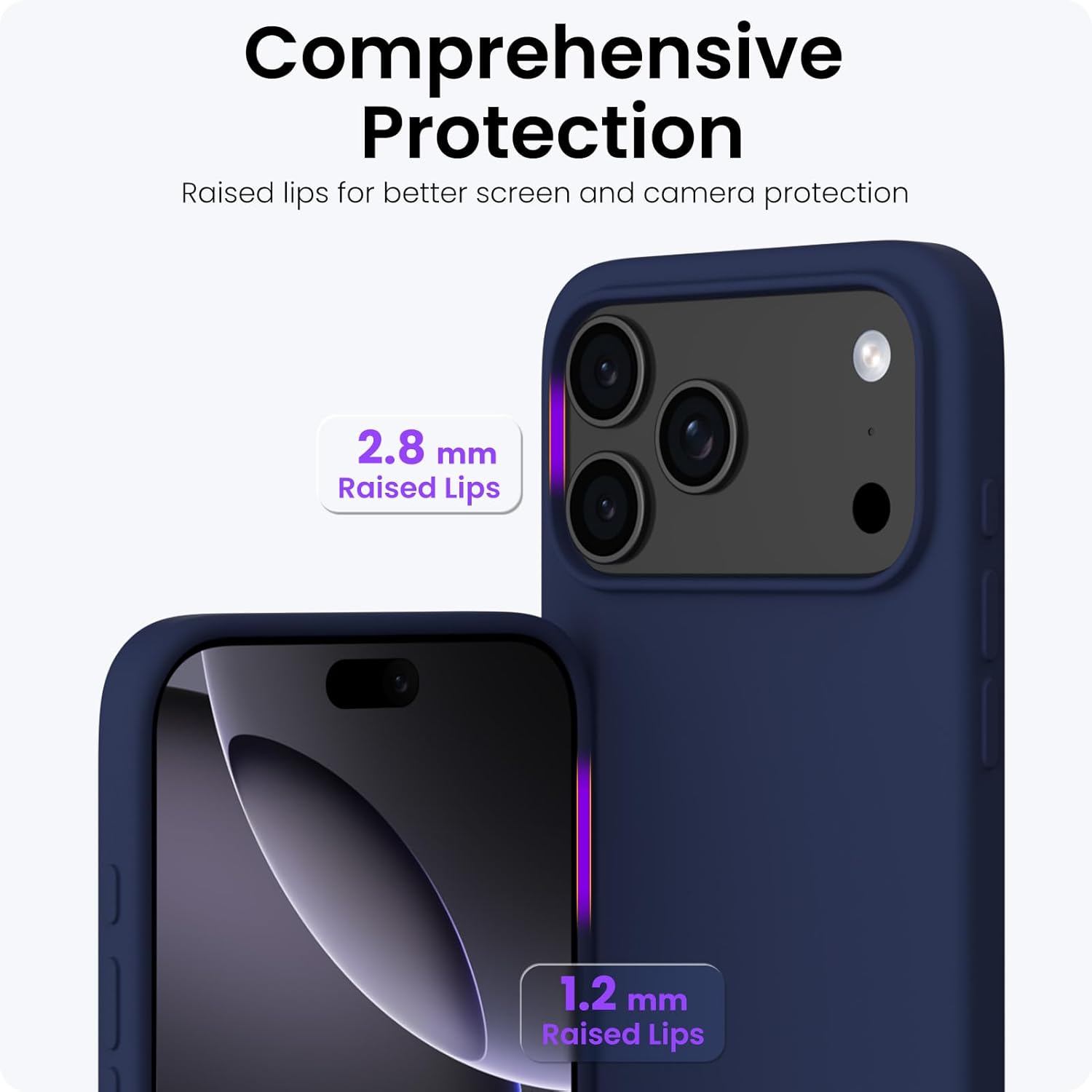 Husa pentru iPhone 17 Pro, SIlicon Catifelat Cu Interior Microfibra, Bleumarin