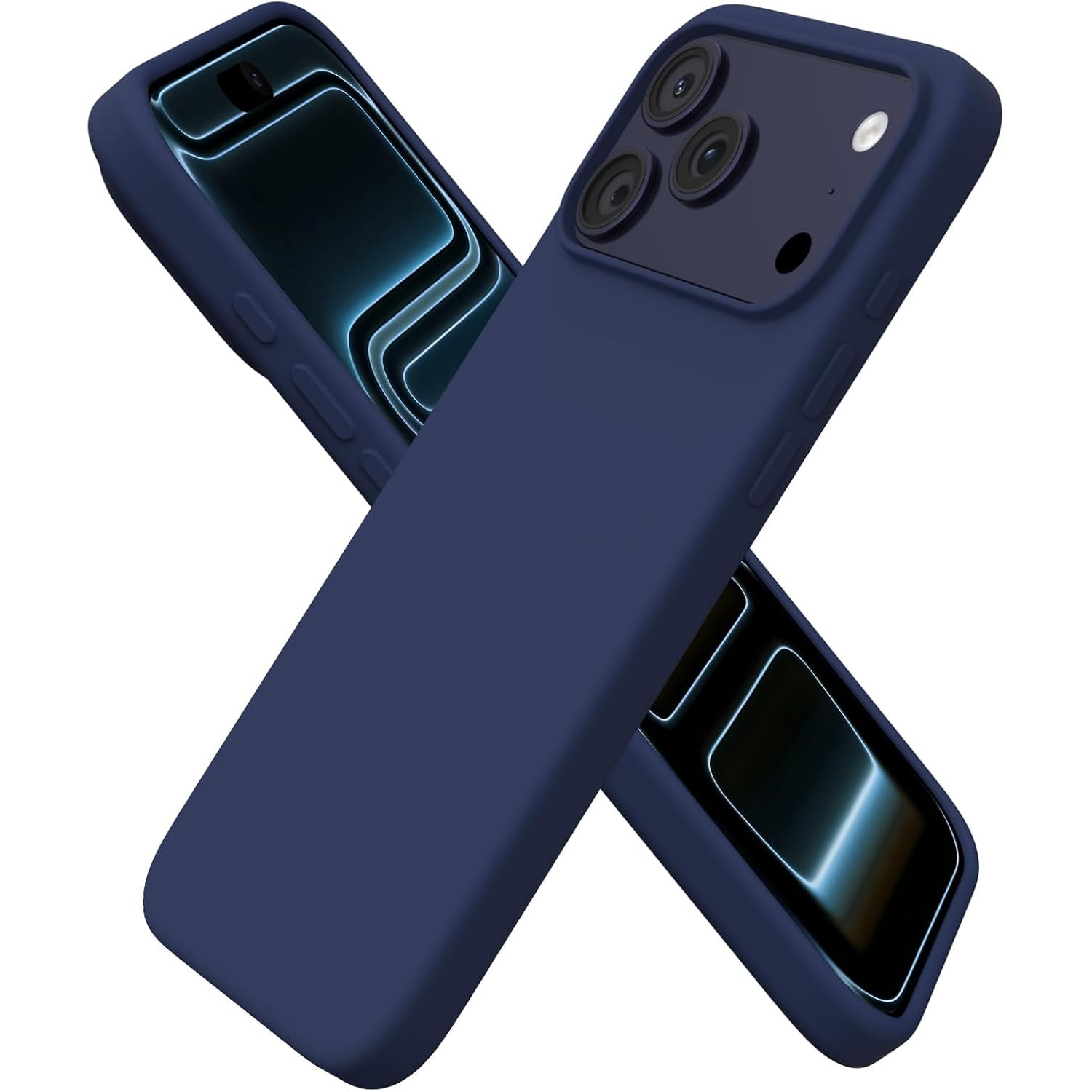 Husa pentru iPhone 17 Pro, SIlicon Catifelat Cu Interior Microfibra, Bleumarin