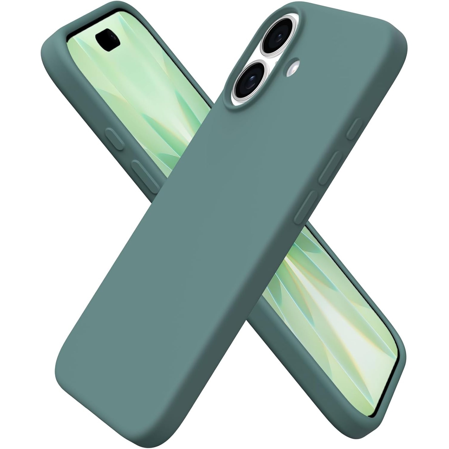 Husa pentru iPhone 17, SIlicon Catifelat Cu Interior Microfibra, Verde inchis