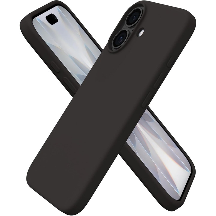 Husa pentru iPhone 17, SIlicon Catifelat Cu Interior Microfibra, Negru
