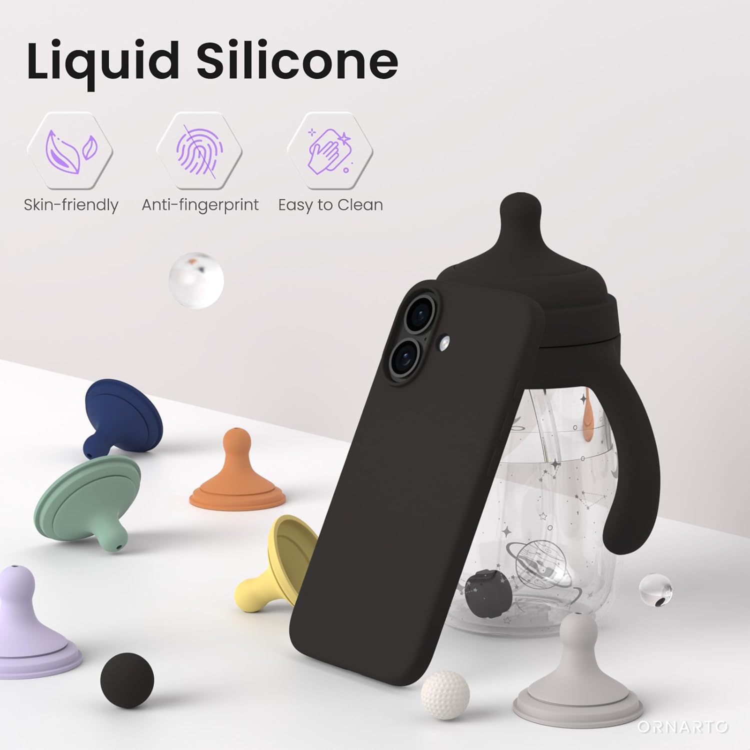 Husa pentru iPhone 17, SIlicon Catifelat Cu Interior Microfibra, Negru