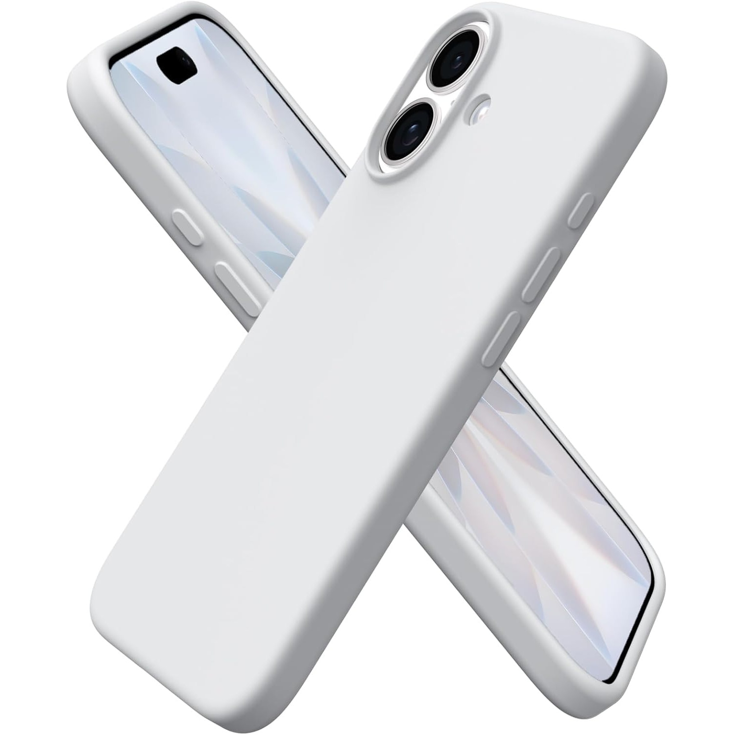 Husa pentru iPhone 17, SIlicon Catifelat Cu Interior Microfibra, Gri deschis