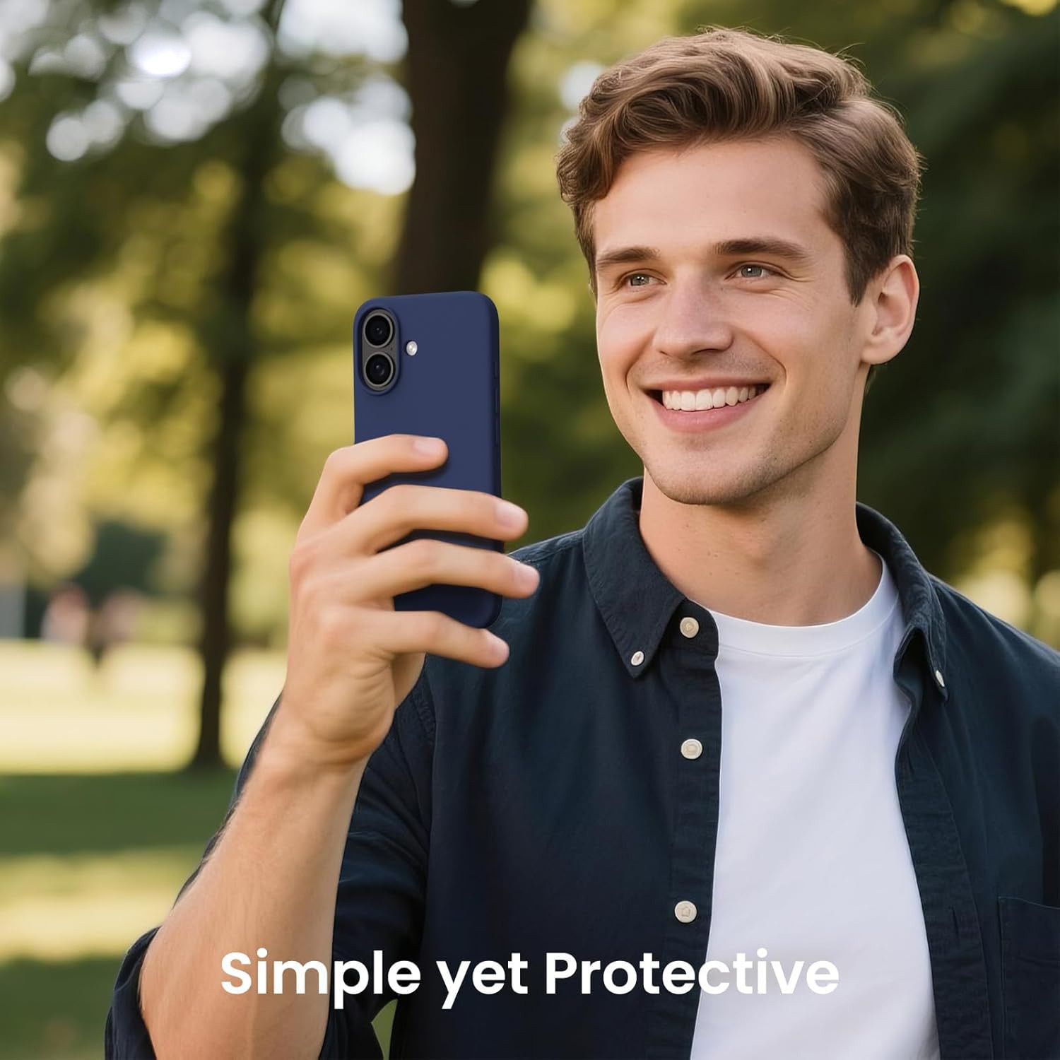 Husa pentru iPhone 17 Air, SIlicon Catifelat Cu Interior Microfibra, Bleumarin