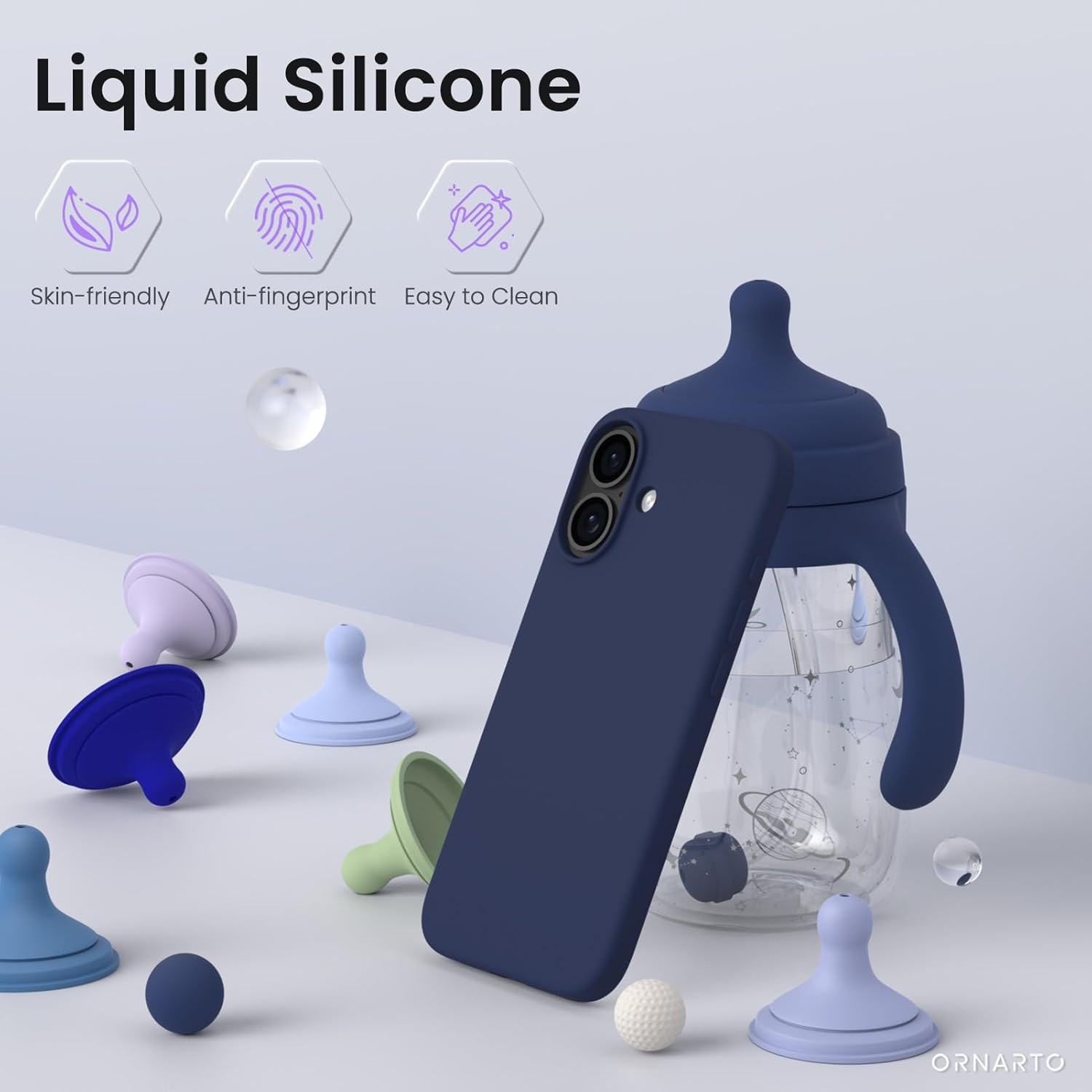 Husa pentru iPhone 17, SIlicon Catifelat Cu Interior Microfibra, Bleumarin