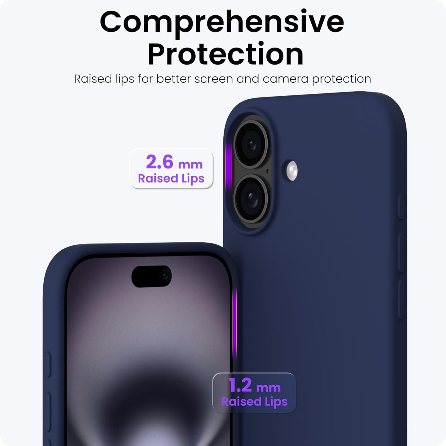 Husa pentru iPhone 17, SIlicon Catifelat Cu Interior Microfibra, Bleumarin