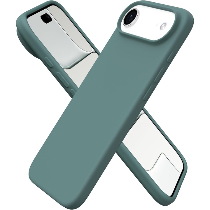 Husa pentru iPhone 17 Air, SIlicon Catifelat Cu Interior Microfibra, Verde inchis