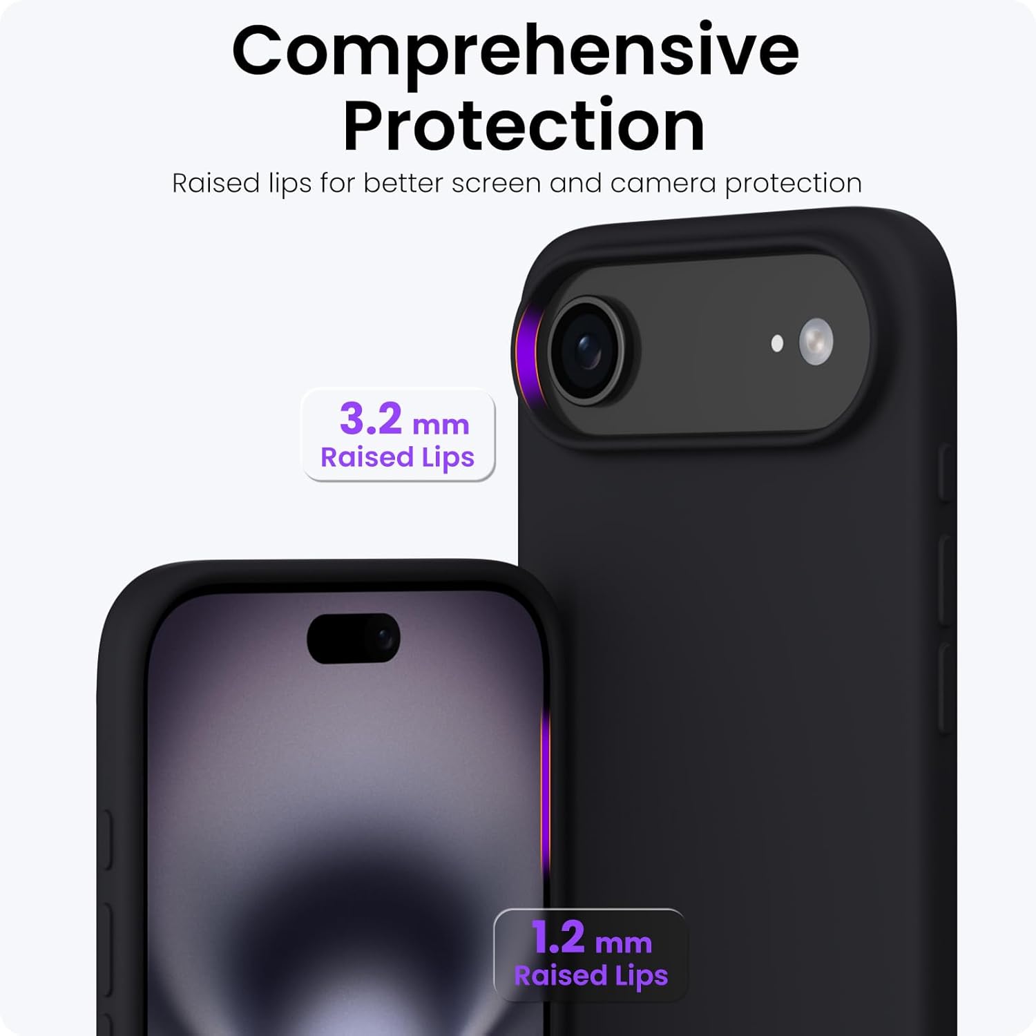 Husa pentru iPhone 17 Air, SIlicon Catifelat Cu Interior Microfibra, Negru