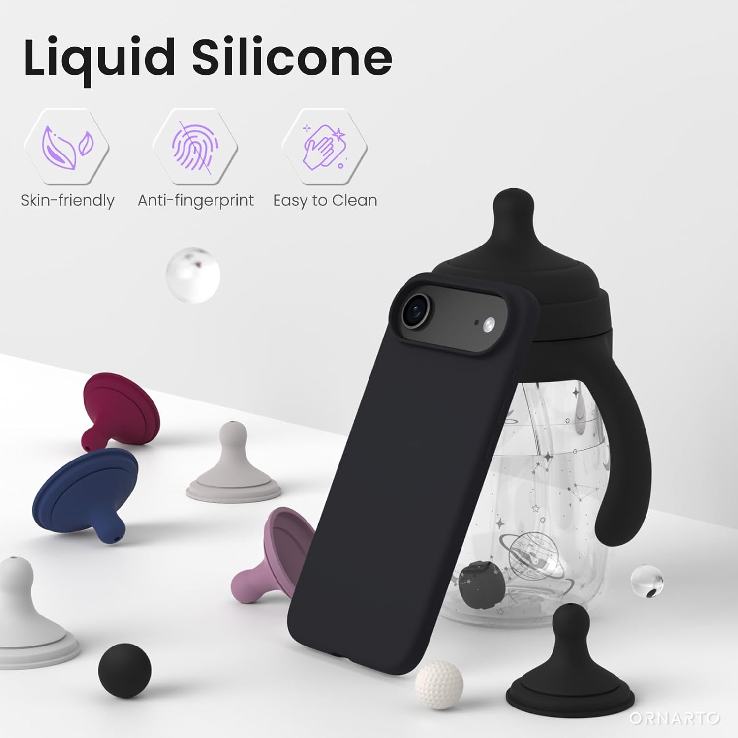 Husa pentru iPhone 17 Air, SIlicon Catifelat Cu Interior Microfibra, Negru
