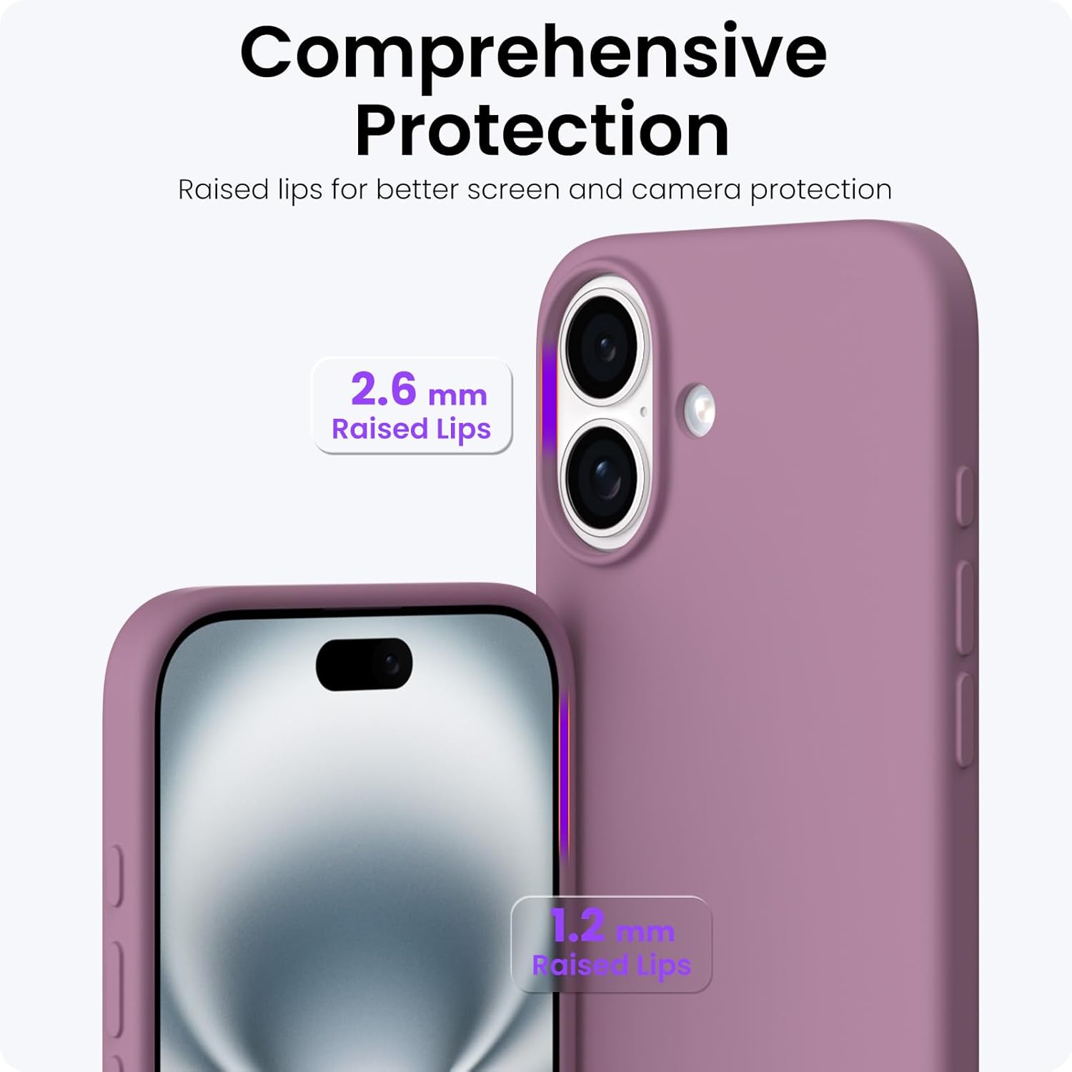 Husa pentru iPhone 17, SIlicon Catifelat Cu Interior Microfibra, Mov lila