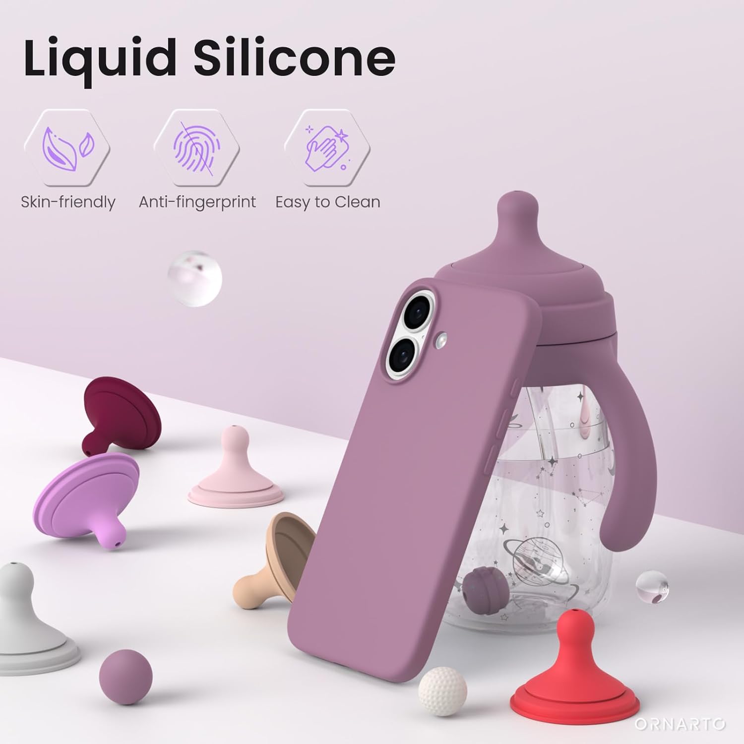 Husa pentru iPhone 17, SIlicon Catifelat Cu Interior Microfibra, Mov lila
